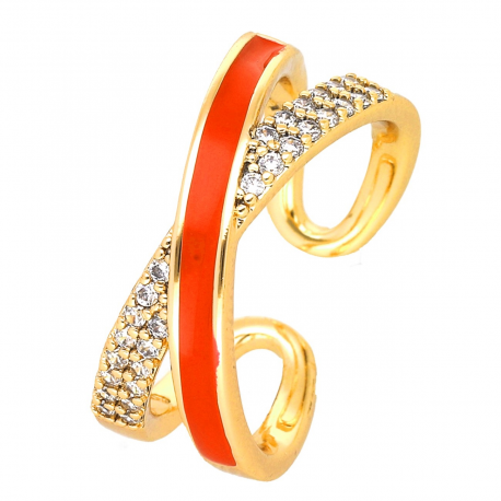 PIERŚCIONEK POZŁACANY 9 MM RED ENAMEL XUPING 46403