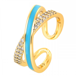 PIERŚCIONEK POZŁACANY 9 MM BLUE ENAMEL XUPING 46404