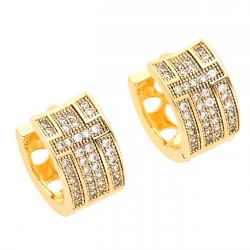 KOLCZYKI POZŁACANE 14/8 MM BRYLANTOWE KRZYŻYK XUPING 46538