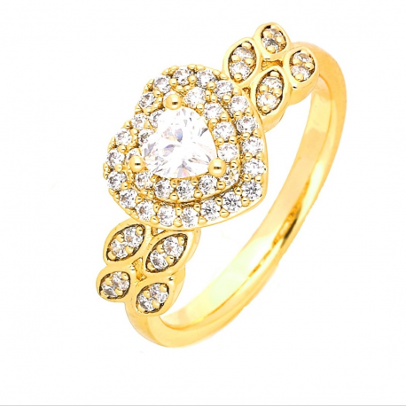PIERSCIONEK POZŁACANY 9 MM BRYLANTOWE SERCE XUPING 46697