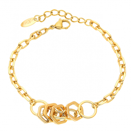 BRANSOLETKA POZŁACANA 17,5+3 CM ZŁOTE SZEŚCIOKĄTY XUPING 47288