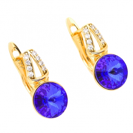 KOLCZYKI POZŁACANE 17/9 MM SAPPHIRE CRYSTAL XUPING 47345