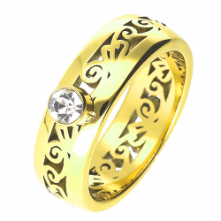 PIERŚCIONEK POZŁACANY 6 MM S. STEEL TTM XUPING 48144