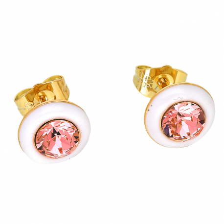 KOLCZYKI POZŁACANE 11 MM ROSE CRYSTAL XUPING 48562