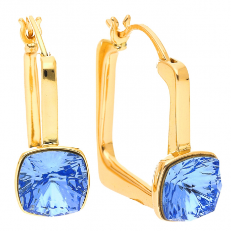 KOLCZYKI POZŁACANE 22/9 MM SAPPHIRE LIGHT CRYSTAL XUPING 48580