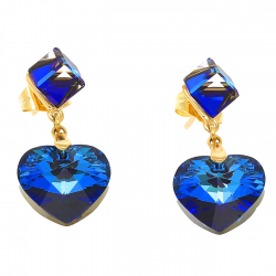 KOLCZYKI POZŁACANE 29/14 MM SAPPHIRE CRYSTAL XUPING 48599