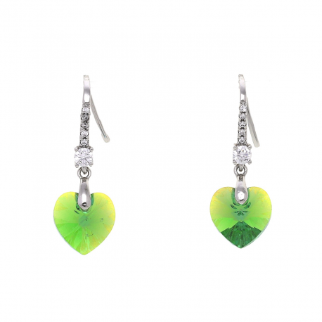 KOLCZYKI RODOWANE 28/10 MM PERIDOT CRYSTAL XUPING 48609