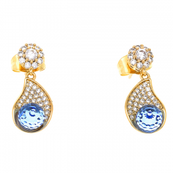 KOLCZYKI POZŁACANE 22/10 MM SAPPHIRE LIGHT CRYSTAL XUPING 48628
