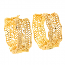 KOLCZYKI POZŁACANE 30/12 MM GRECKI AŻUR XUPING 48722