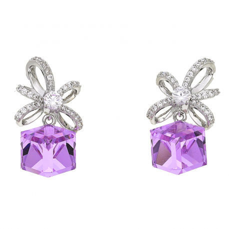 KOLCZYKI RODOWANE 24/14 MM VITRAIL LIGHT CRYSTAL XUPING 48951