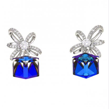 KOLCZYKI RODOWANE 24/14 MM SAPPHIRE CRYSTAL XUPING 48952