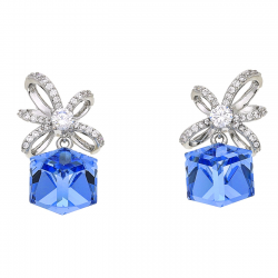 KOLCZYKI RODOWANE 24/14 MM SAPPHIRE LIGHT CRYSTAL XUPING 48953