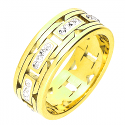 PIERŚCIONEK POZŁACANY 7 MM S. STEEL TTM XUPING 49014