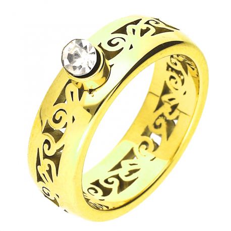 PIERŚCIONEK POZŁACANY 6 MM S. STEEL TTM XUPING 49056