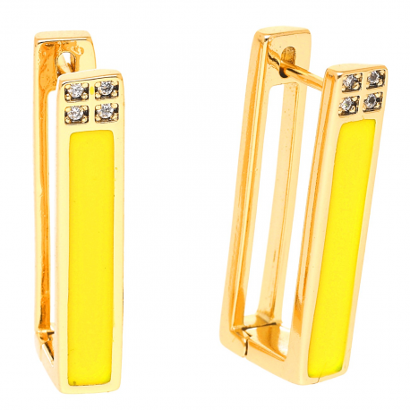 KOLCZYKI POZŁACANE 23/5 MM ŻÓŁTA EMALIA XUPING 49539