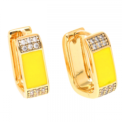 KOLCZYKI POZŁACANE 16/6 MM ŻÓŁTA EMALIA XUPING 49545