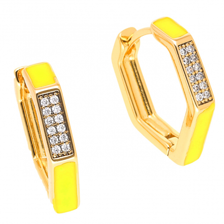 KOLCZYKI POZŁACANE 18/3,5 MM ZOLTA EMALIA XUPING 49551