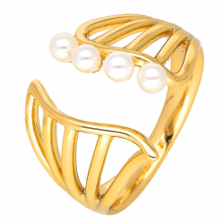 PIERŚCIONEK POZŁACANY 16 MM CZTERY PERŁY XUPING 49606