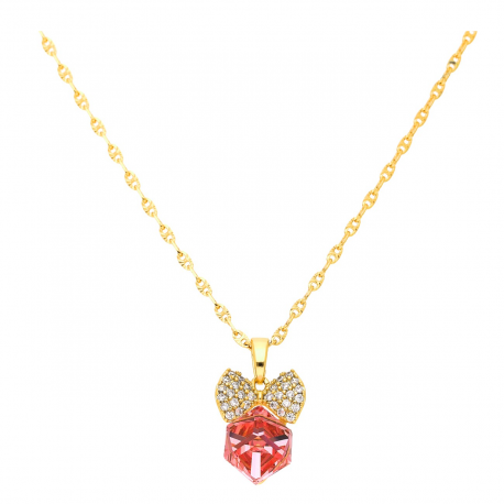 CELEBRYTKA POZŁACANA 39+6 MM ROSE CUBE CRYSTAL XUPING 49701