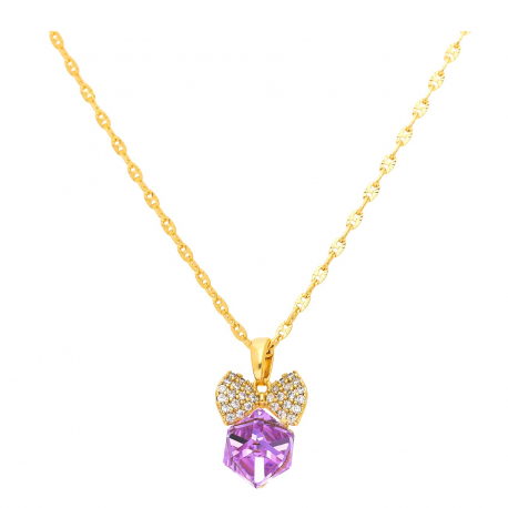 CELEBRYTKA POZŁACANA 39+6 MM AMETHYST CUBE CRYSTAL XUPING 49703