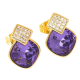KOLCZYKI POZŁACANE 17/13 MM AMETHYST CRYSTAL XUPING 50132