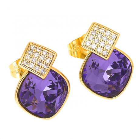 KOLCZYKI POZŁACANE 17/13 MM AMETHYST CRYSTAL XUPING 50132