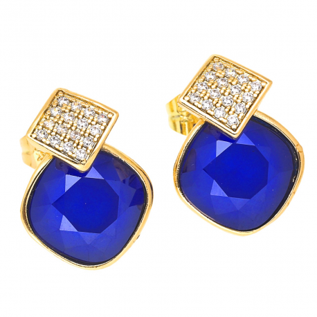 KOLCZYKI POZŁACANE 17/13 MM SAPPHIRE CRYSTAL XUPING 50134