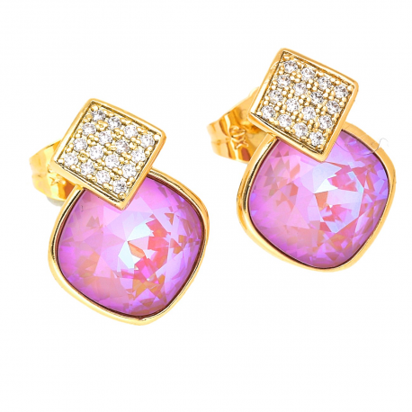 KOLCZYKI POZŁACANE 17/13 MM LOTUS PINK DELITE CRYSTAL XUPING 50136