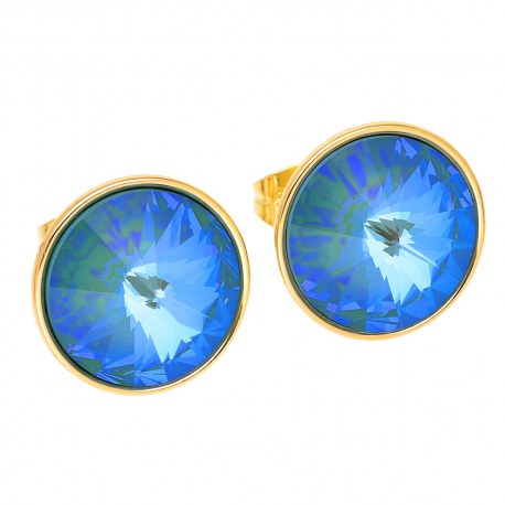 KOLCZYKI POZŁACANE 16 MM ROYAL BLUE DELITE CRYSTAL XUPING 50138