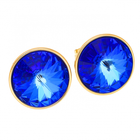 KOLCZYKI POZŁACANE 17/13 MM SAPPHIRE CRYSTAL XUPING 50139