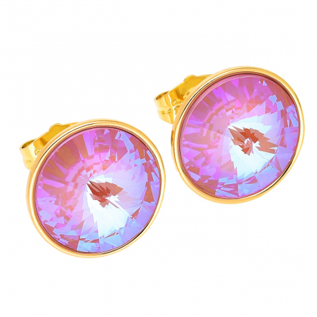 KOLCZYKI POZŁACANE 16 MM PINK DELITE CRYSTAL XUPING 50171