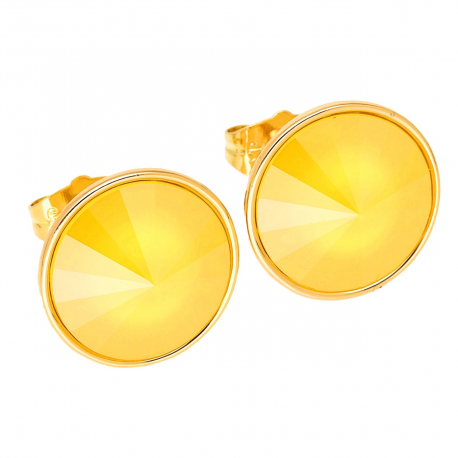 KOLCZYKI POZŁACANE 16 MM ELECTRIC YELLOW CRYSTAL XUPING 50172