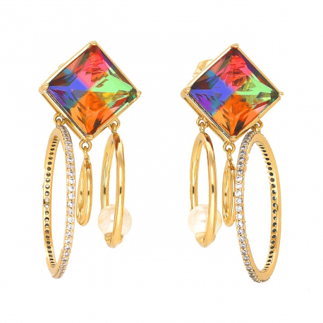 KOLCZYKI POZŁACANE 35/15 MM AWANGARDA ALEKSANDRYT XUPING 50237