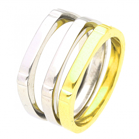 TRZY PIERŚCIONKI POZŁACANE 7 MM S. STEEL TTM XUPING 50669
