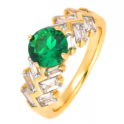 PIERŚCIONEK POZŁACANY 8 MM SZMARAGD XUPING 51647