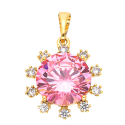 ZAWIESZKA POZŁACANA 25/17 MM RÓŻOWY BRYLANT XUPING 51923