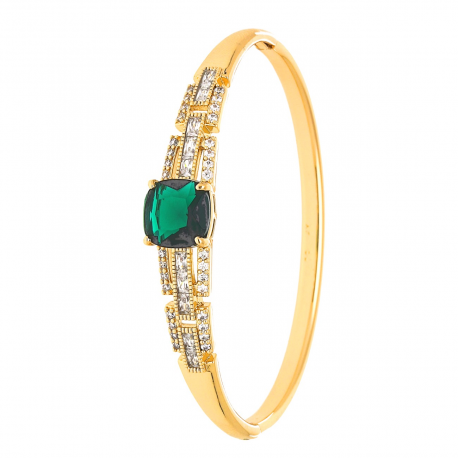 BRANSOLETKA POZŁACANA 60/10 MM SZMARAGD BANGLE XUPING 52245