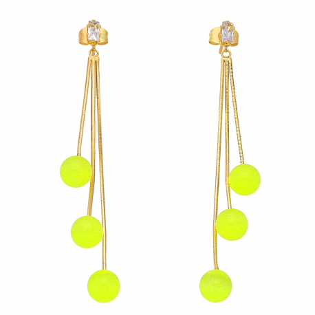 KOLCZYKI POZŁACANE 80/15 MM ŻÓŁTY OPAL XUPING 52326