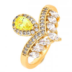 PIERŚCIONEK POZŁACANY 16 MM TOPAZ W KORONIE XUPING 52609