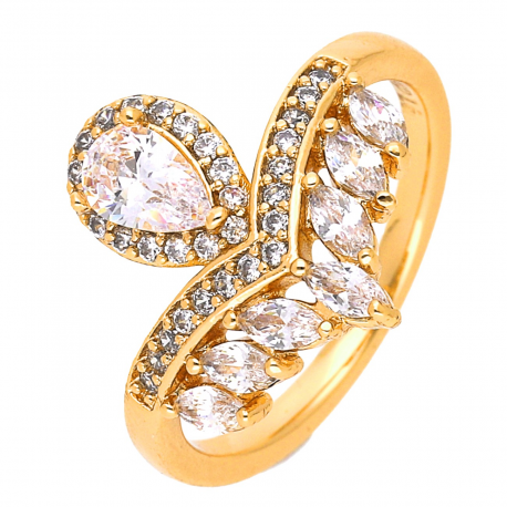 PIERŚCIONEK POZŁACANY 16 MM BRYLANT W KORONIE XUPING 52610