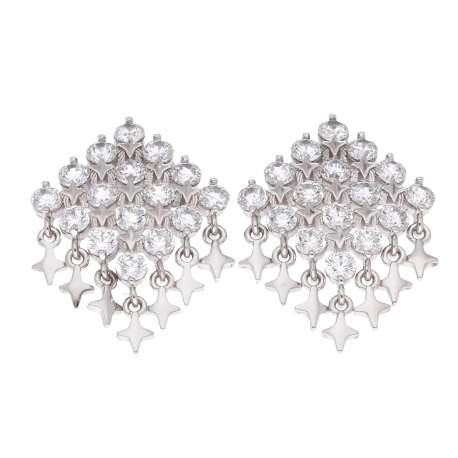 KOLCZYKI PLATYNOWANE 22/16 MM BRYLANTOWY ROMB XUPING 52832