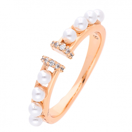 PIERŚCIONEK POZŁACANY 4 MM US 6 PEREŁKI XUPING 52986