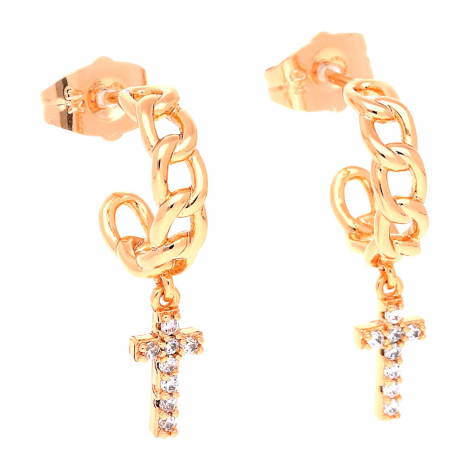 KOLCZYKI POZŁACANE 24/5 MM BRYLANTOWE KRZYŻYKI XUPING 52992