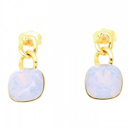 KOLCZYKI POZŁACANE 25/13 MM LOTUS BLUE CRYSTAL XUPING 53051