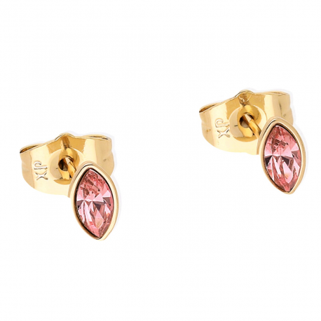KOLCZYKI POZŁACANE 7/4 MM ROSE LIGHT CRYSTAL XUPING 53927