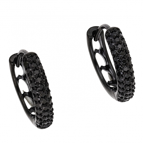 KOLCZYKI 15/3 MM CZARNE BRYLANTOWE KÓŁKA XUPING 53969