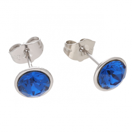 KOLCZYKI RODOWANE 9 MM SAPPHIRE CRYSTAL XUPING 54003