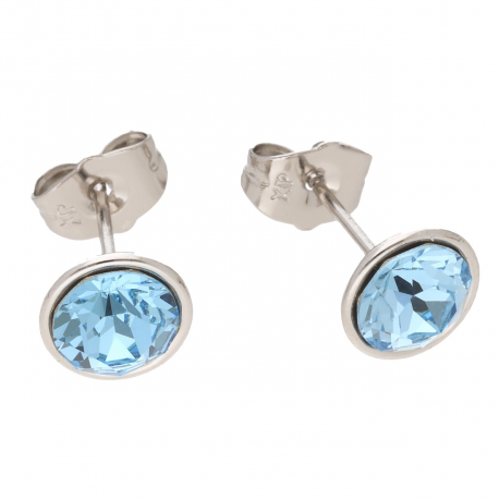 KOLCZYKI RODOWANE 9 MM SAPPHIRE LIGHT CRYSTAL XUPING 54004