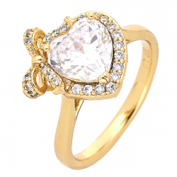 PIERŚCIONEK POZŁACANY 13 MM SERCE BRYLANT XUPING 54252