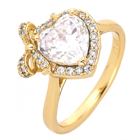 PIERŚCIONEK POZŁACANY 13 MM SERCE BRYLANT XUPING 54252